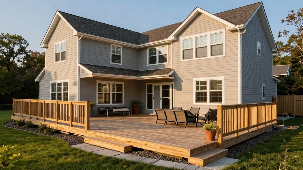Custom composite deck in Massachusetts backyard